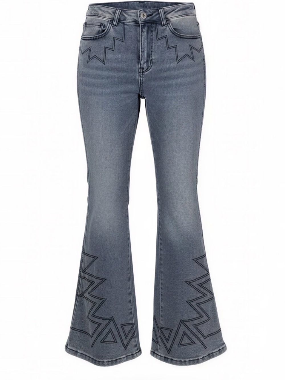 DENIM - Light Blue Western Flare Jeans Blue Grey • High Waist